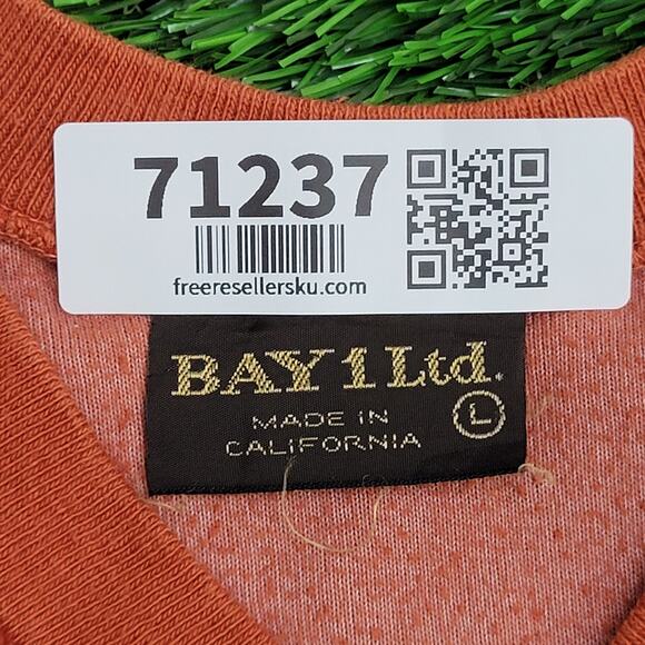 Vintage 80s Velour Sweater Womens Large 21x21 Boxy Burnt-Orange - Picture 8 of 10